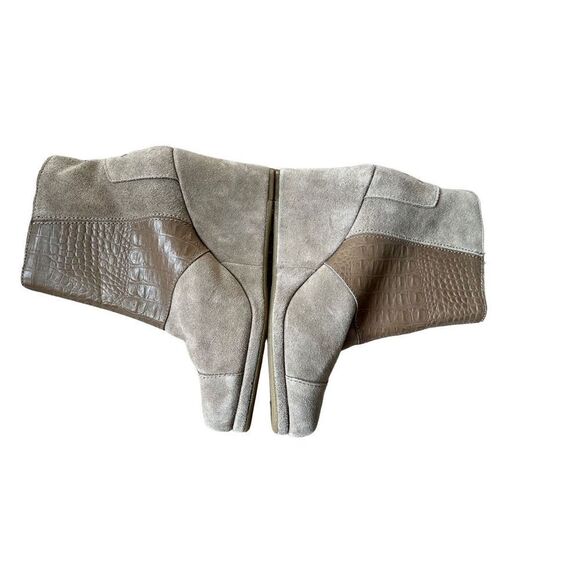 Toms Womens Size 6.5 Desert Wedge High Taupe Suede Croc Embossed Ankle Bootie - Picture 6 of 12